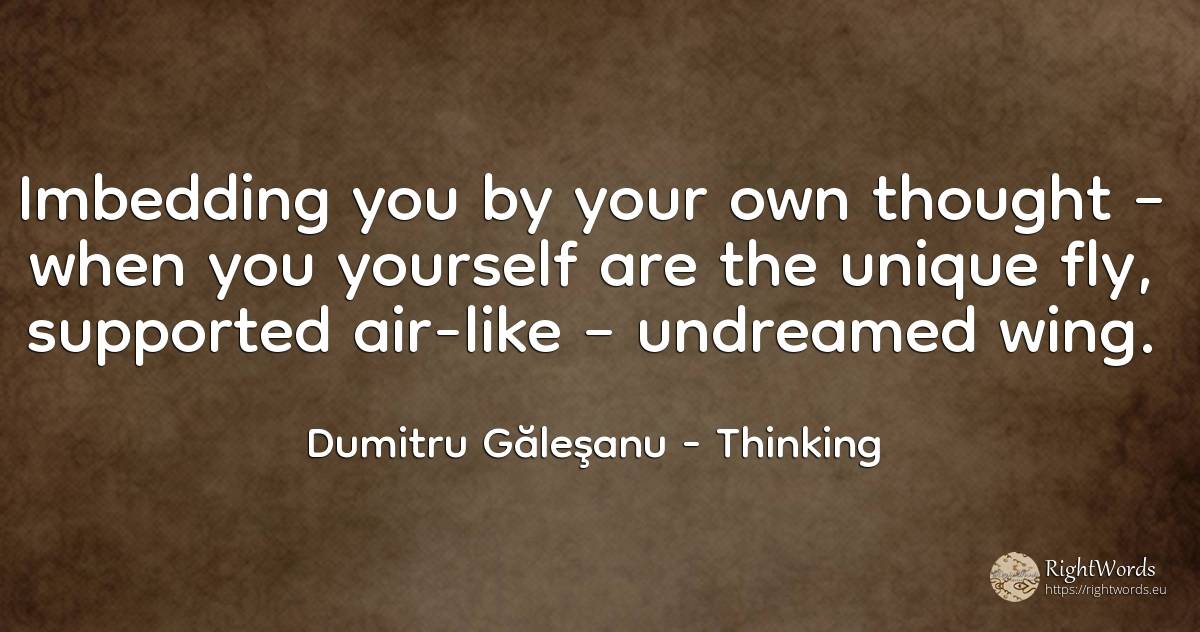 Imbedding you by your own thought – when you yourself are... - Dumitru Găleşanu, quote about thinking