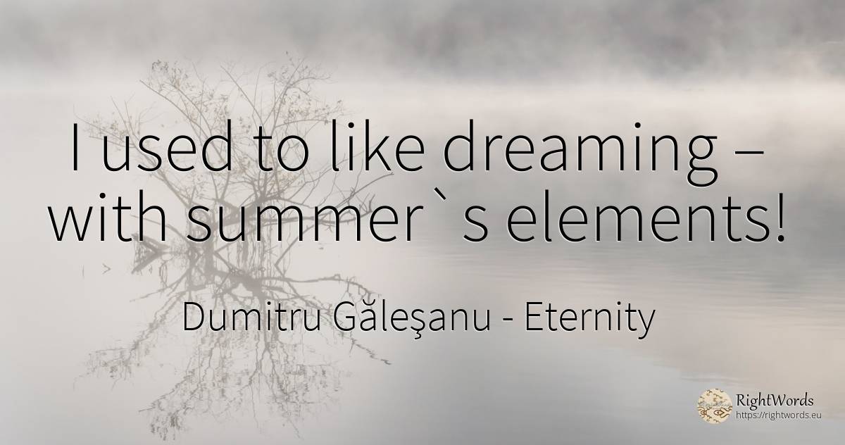 I used to like dreaming – with summer`s elements! - Dumitru Găleşanu, quote about eternity