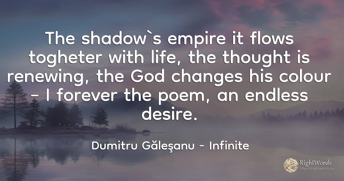 The shadow`s empire it flows togheter with life, the... - Dumitru Găleşanu, quote about infinite