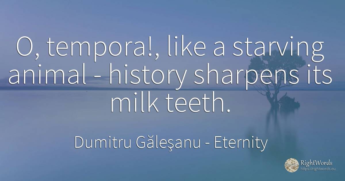 O, tempora!, like a starving animal - history sharpens... - Dumitru Găleşanu, quote about eternity