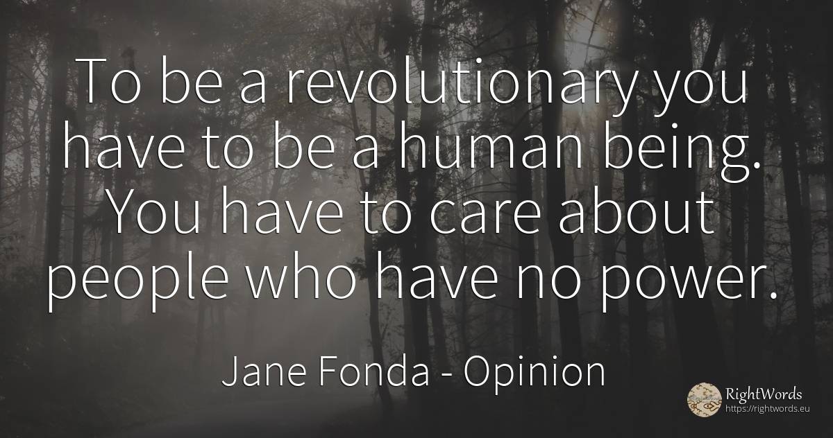 To be a revolutionary you have to be a human being. You... - Jane Fonda, quote about opinion, power, human imperfections, being, people