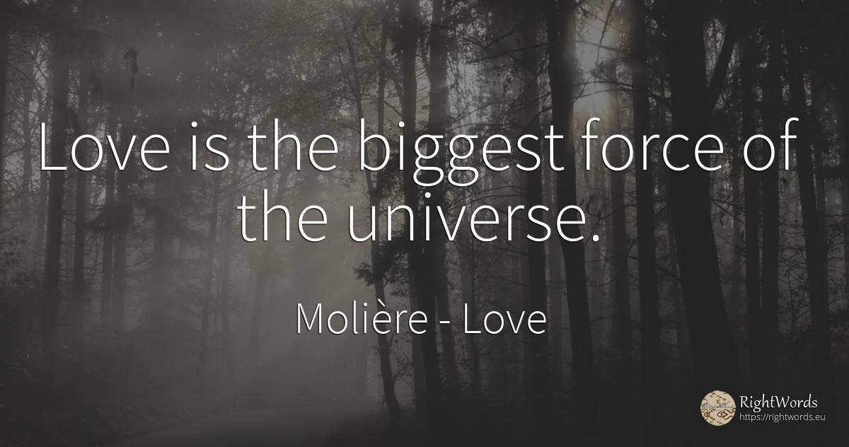 Love is the biggest force of the universe. - Molière, quote about love, force, police