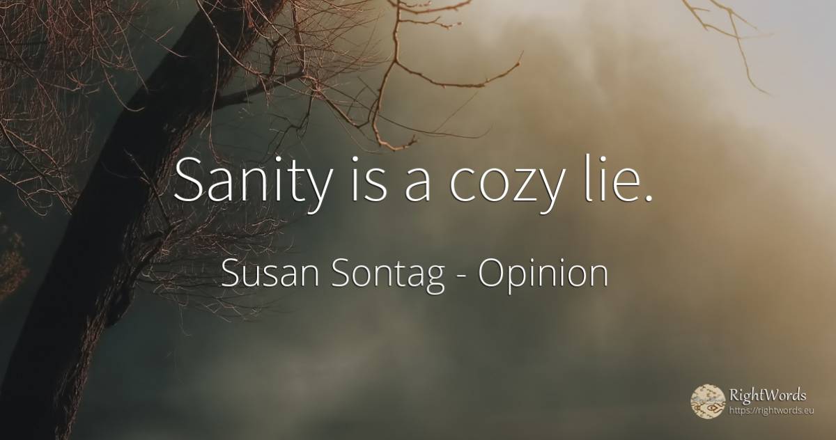 Sanity is a cozy lie. - Susan Sontag, quote about opinion, lie