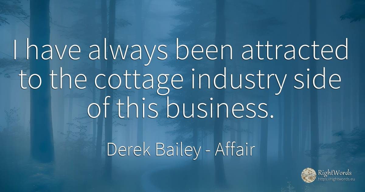 I have always been attracted to the cottage industry side... - Derek Bailey, quote about affair