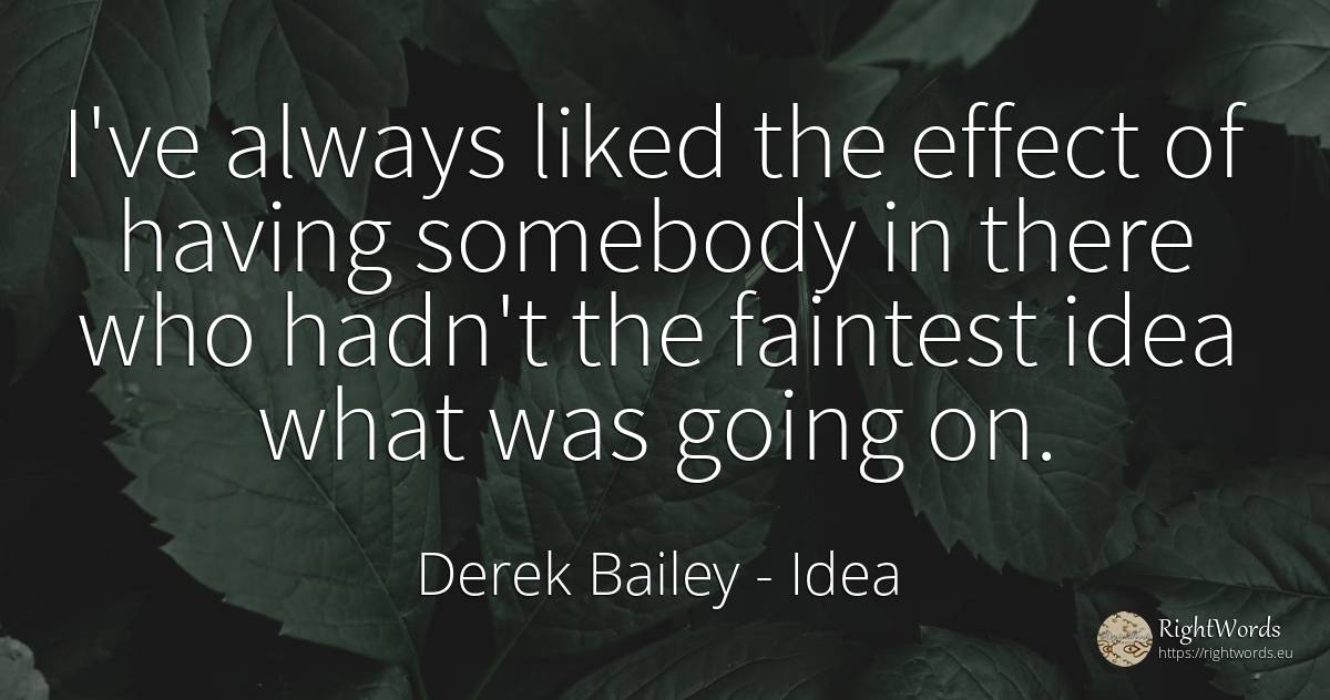 I've always liked the effect of having somebody in there... - Derek Bailey, quote about idea