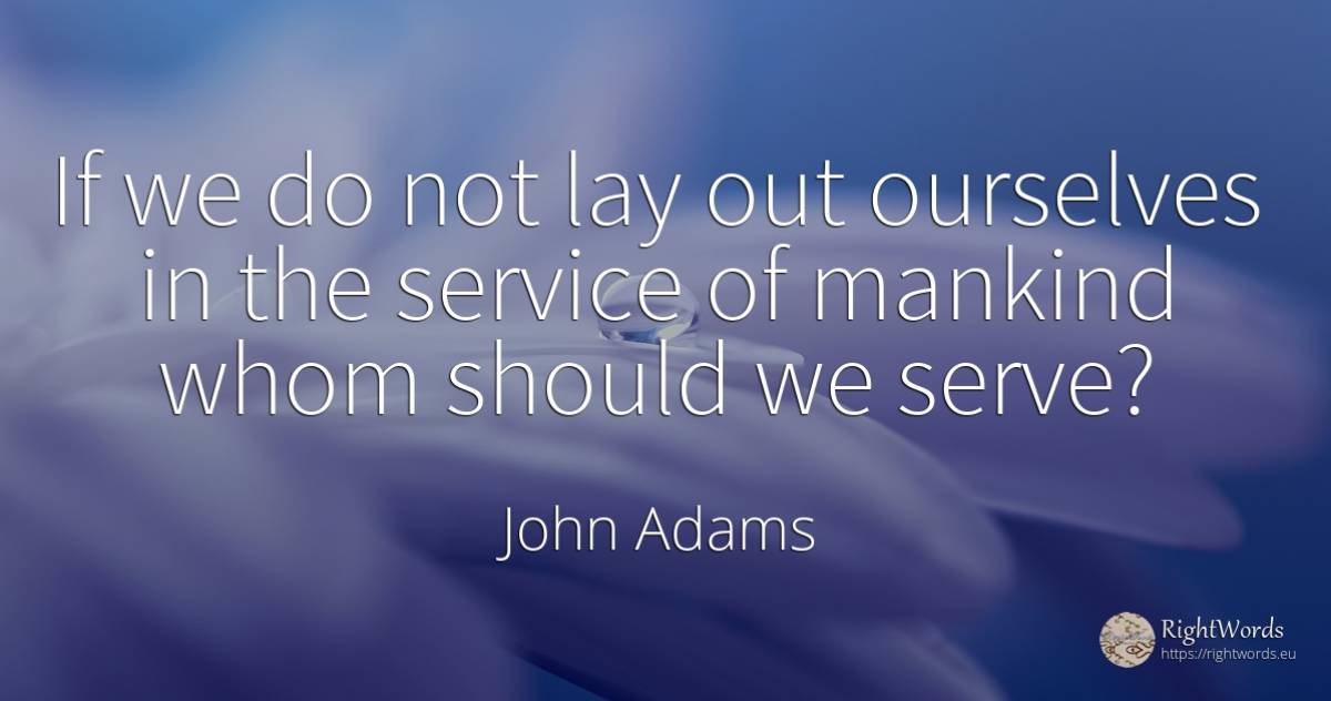 If we do not lay out ourselves in the service of mankind... - John Adams