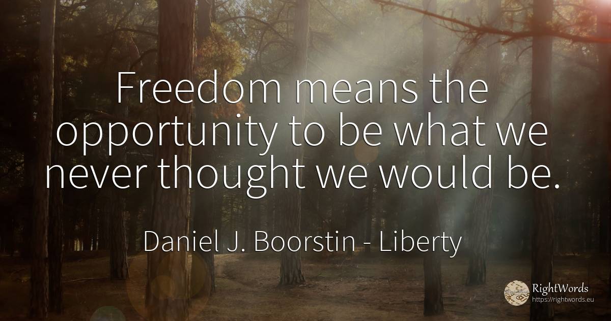 Freedom means the opportunity to be what we never thought... - Daniel J. Boorstin, quote about liberty, chance, thinking