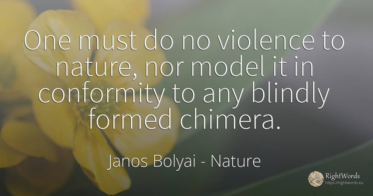 One must do no violence to nature, nor model it in... - Janos Bolyai, quote about nature, violence