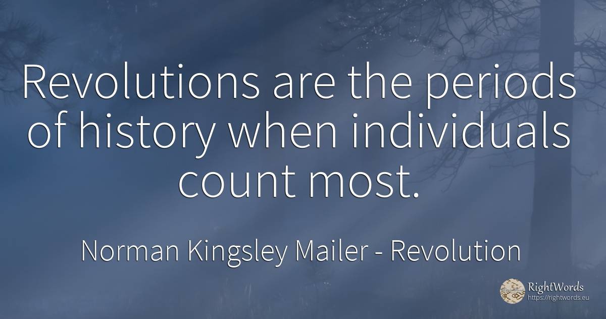 Revolutions are the periods of history when individuals... - Norman Kingsley Mailer, quote about revolution, history