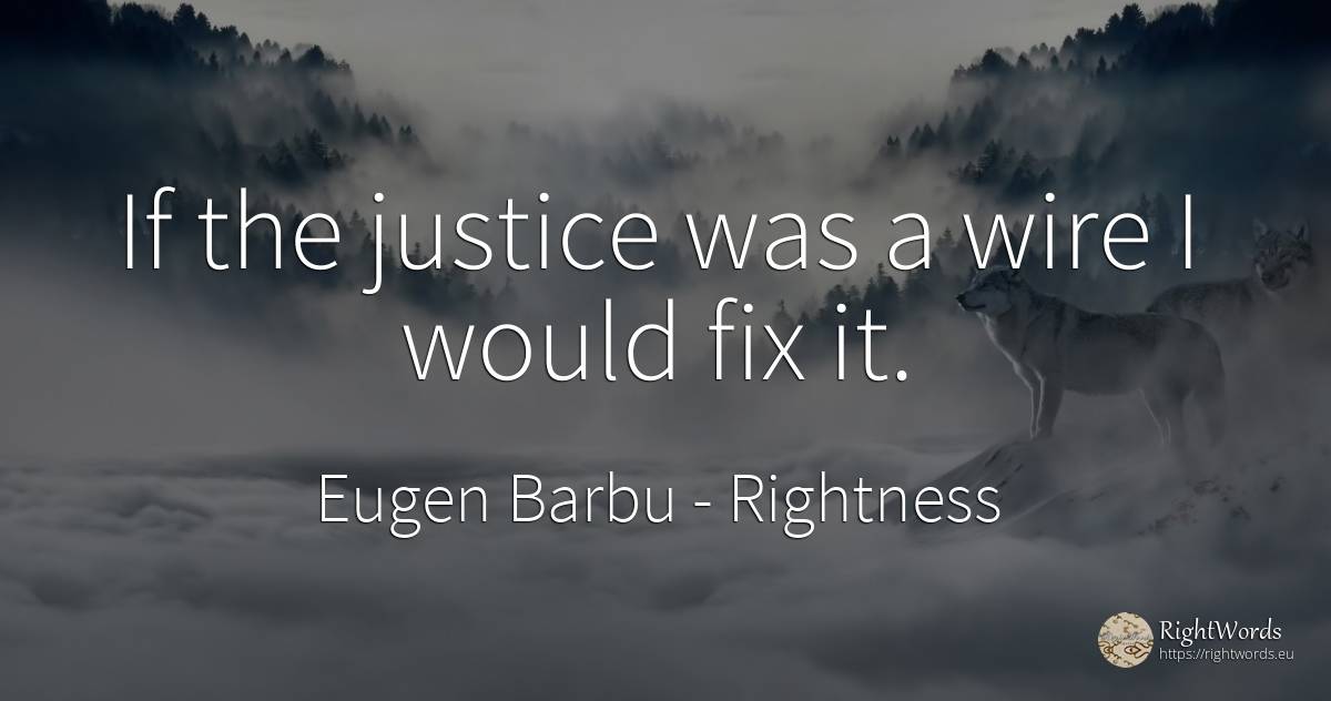 If the justice was a wire I would fix it. - Eugen Barbu, quote about rightness, justice