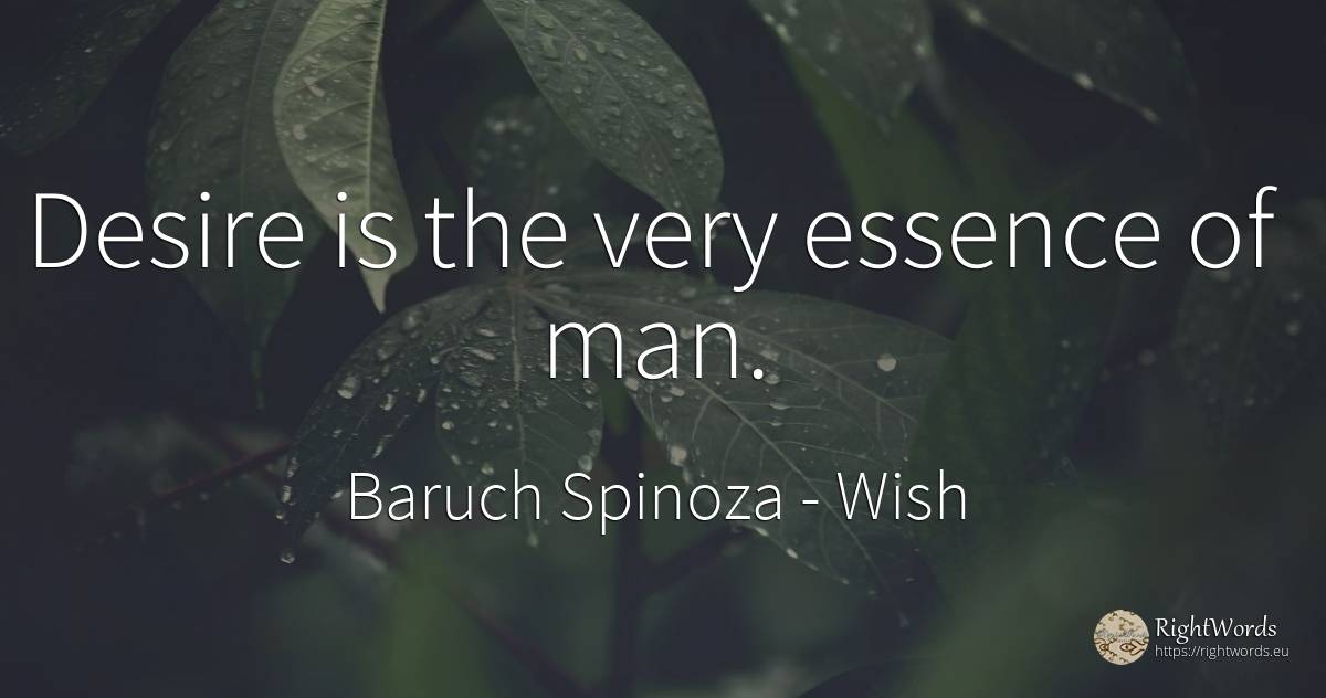 Desire is the very essence of man. - Baruch Spinoza, quote about wish, man