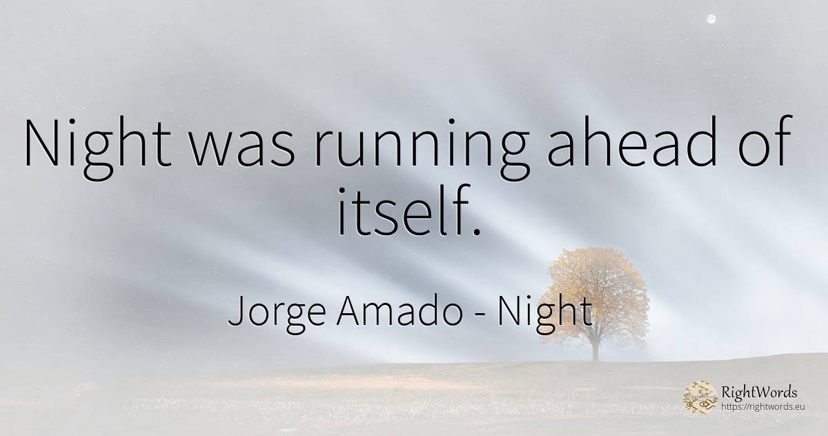 Night was running ahead of itself. - Jorge Amado, quote about night
