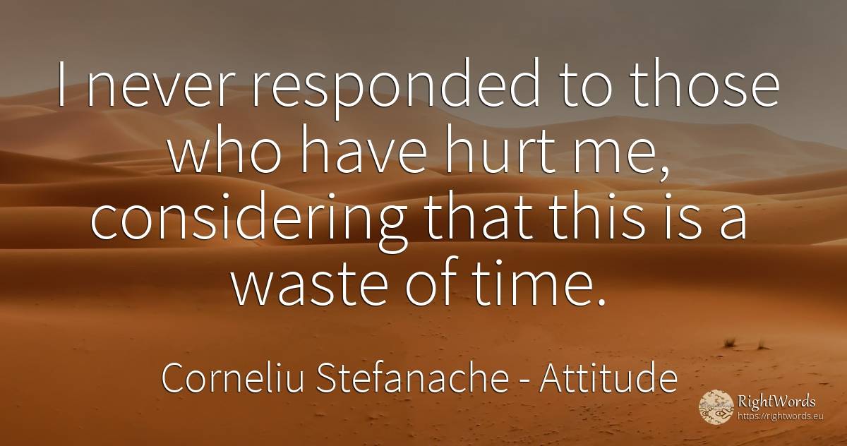 I never responded to those who have hurt me, considering... - Corneliu Stefanache, quote about attitude, time