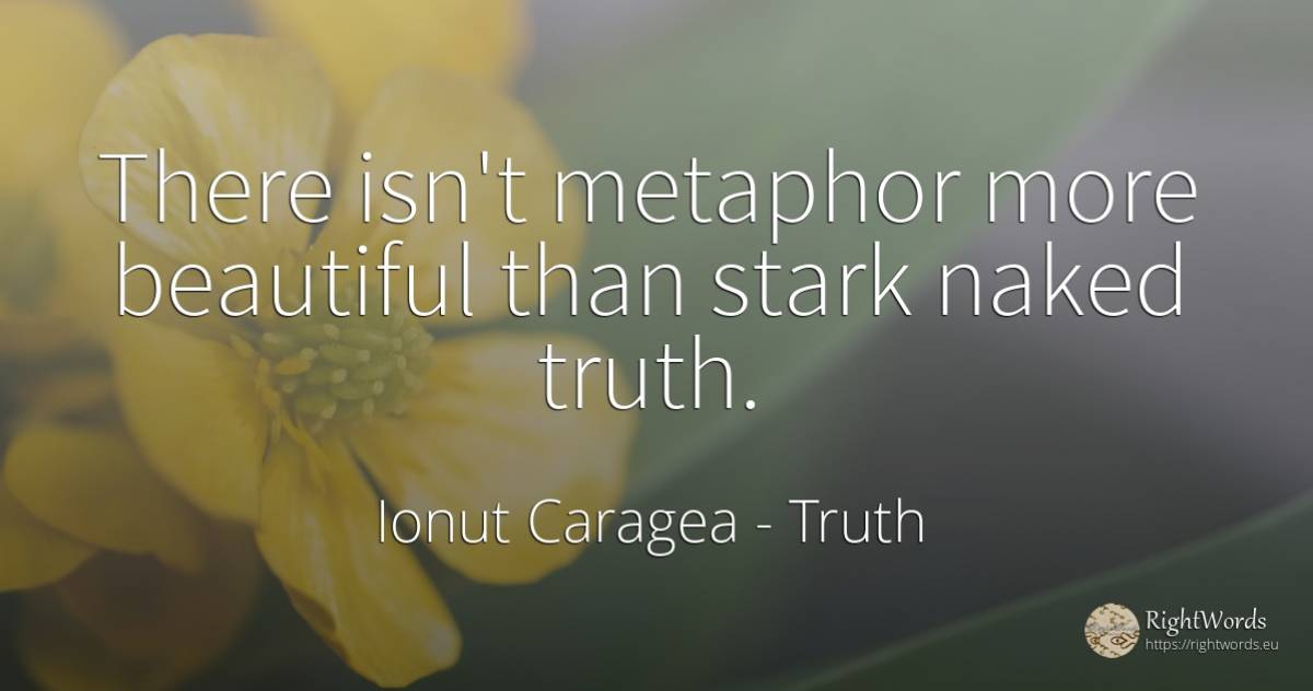 There isn't metaphor more beautiful than stark naked truth. - Ionuț Caragea (Snowdon King), quote about truth