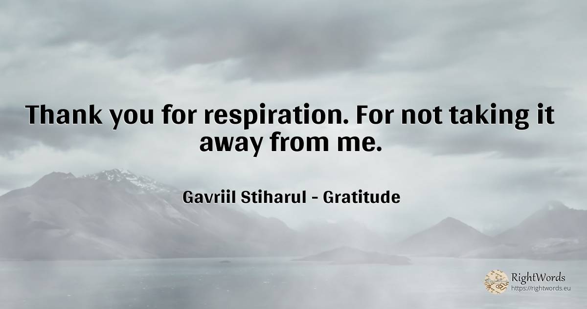 Thank you for respiration. For not taking it away from me. - Gavriil Stiharul, quote about gratitude