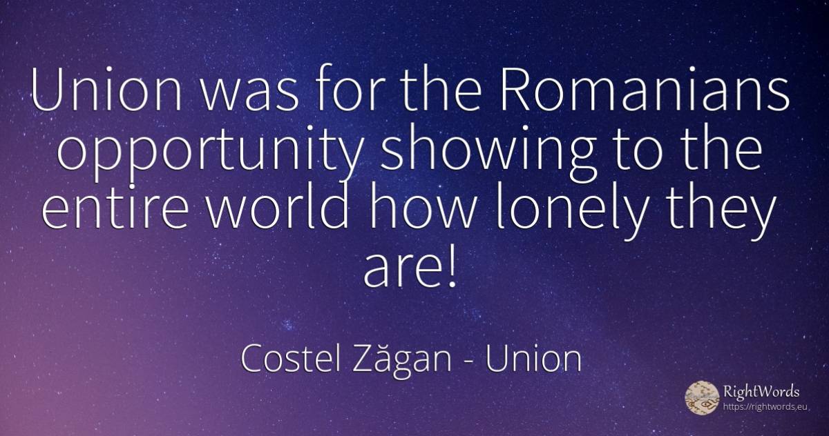 Union was for the Romanians opportunity showing to the... - Costel Zăgan, quote about union, romanians, chance, world