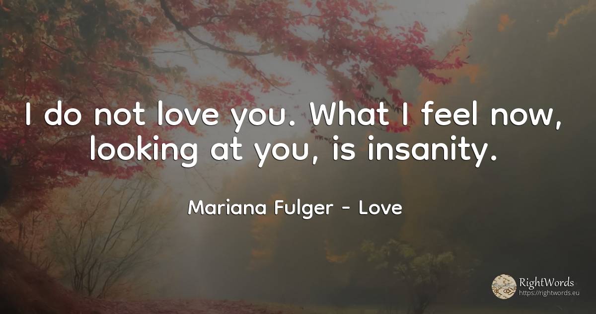 I do not love you. What I feel now, looking at you, is... - Mariana Fulger, quote about love