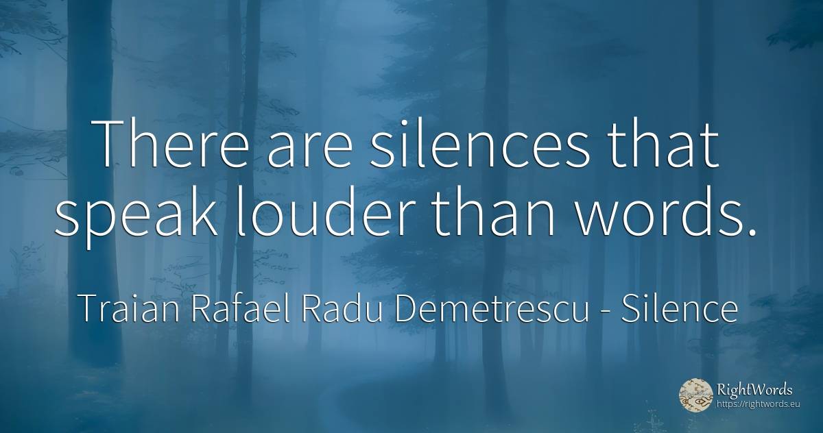 There are silences that speak louder than words. - Traian Rafael Radu Demetrescu (Tradem), quote about silence