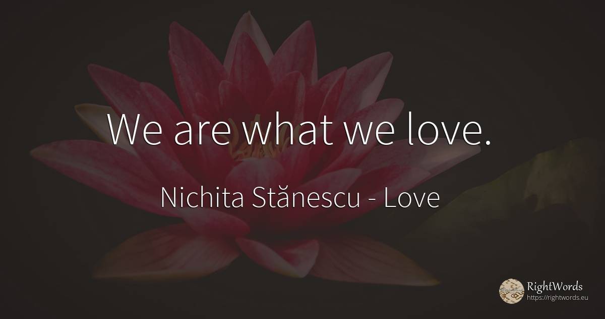 We are what we love. - Nichita Stănescu, quote about love