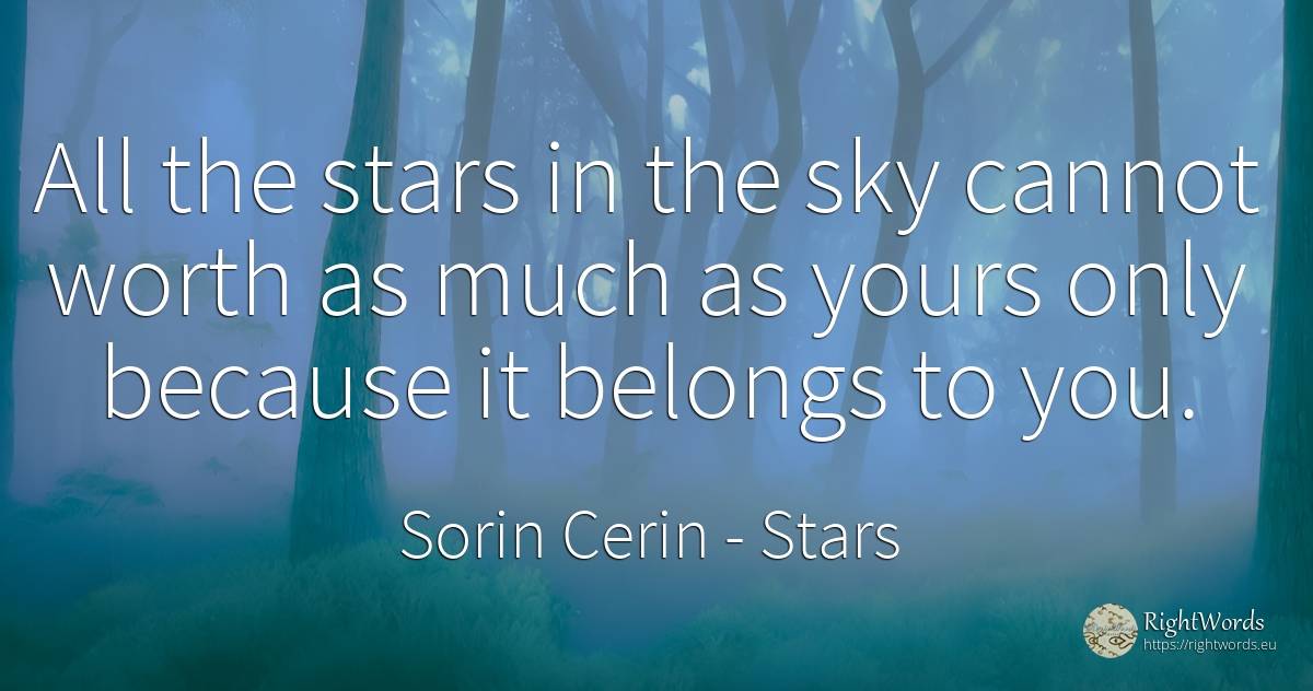 All the stars in the sky cannot worth as much as yours... - Sorin Cerin, quote about stars, celebrity, sky, wisdom