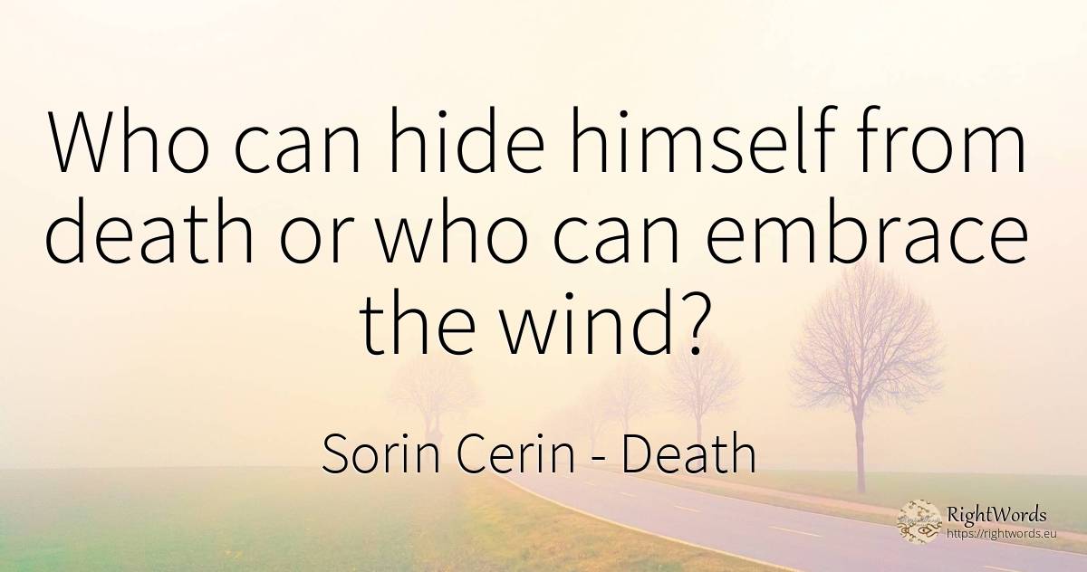 Who can hide himself from death or who can embrace the wind? - Sorin Cerin, quote about death, wisdom