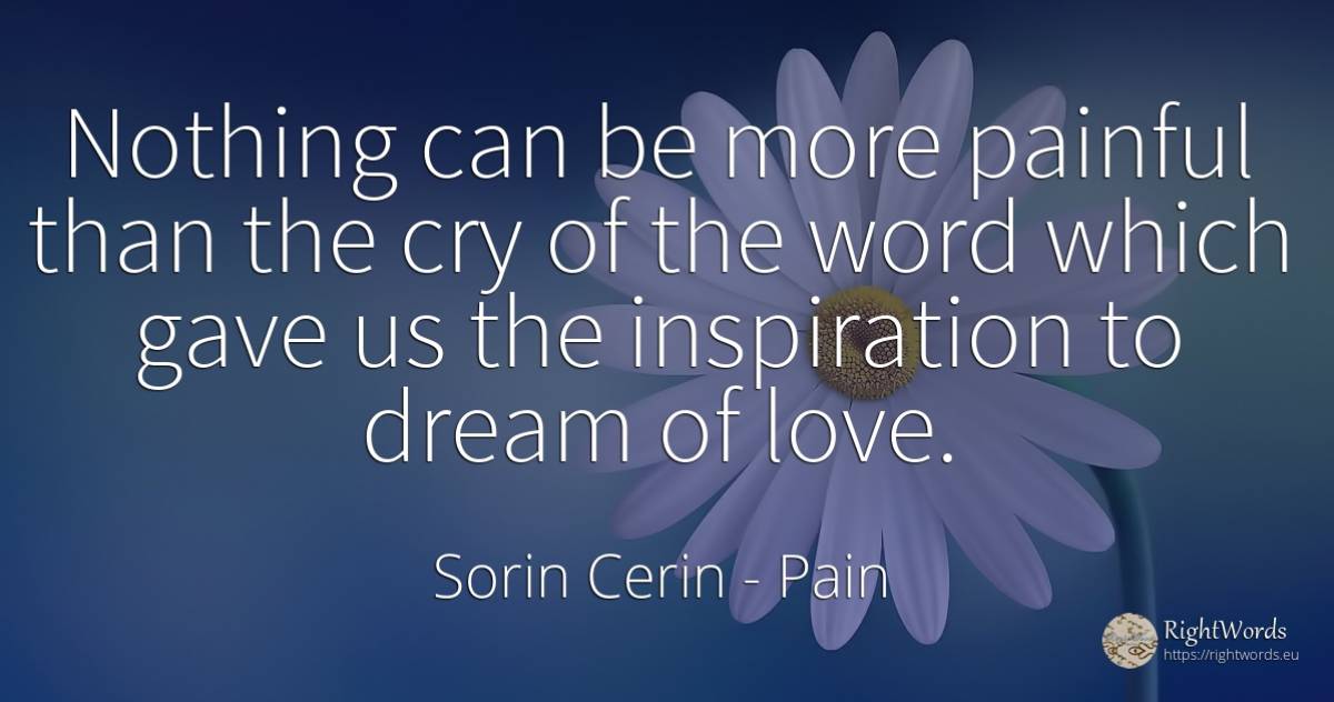 Nothing can be more painful than the cry of the word... - Sorin Cerin, quote about pain, inspiration, word, dream, wisdom, nothing, love