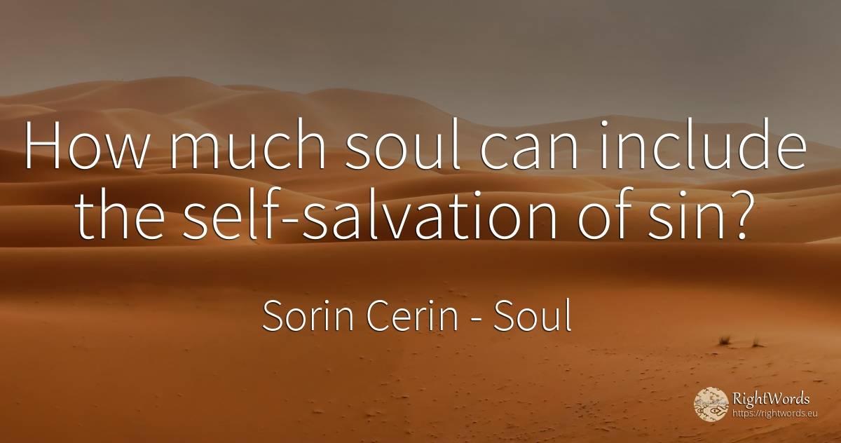 How much soul can include the self-salvation of sin? - Sorin Cerin, quote about soul, sin, self-control, wisdom