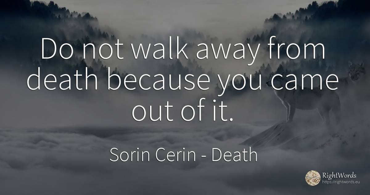 Do not walk away from death because you came out of it. - Sorin Cerin, quote about death, wisdom