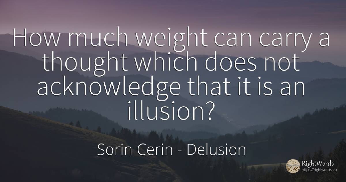 How much weight can carry a thought which does not... - Sorin Cerin, quote about delusion, wisdom, thinking