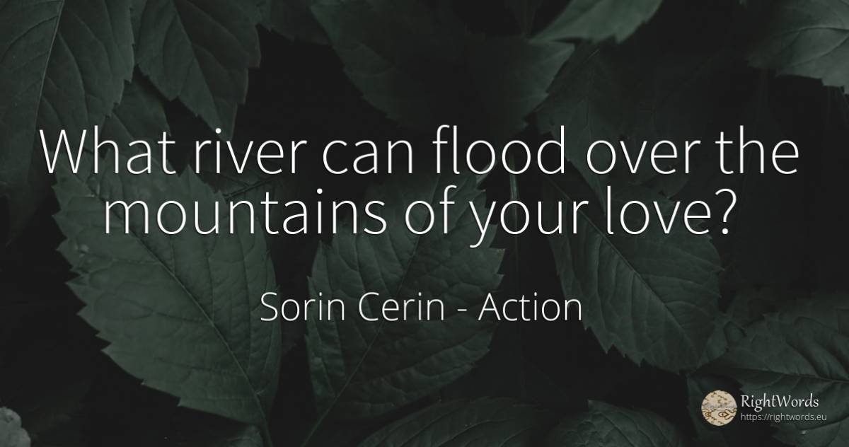 What river can flood over the mountains of your love? - Sorin Cerin, quote about action, wisdom, love