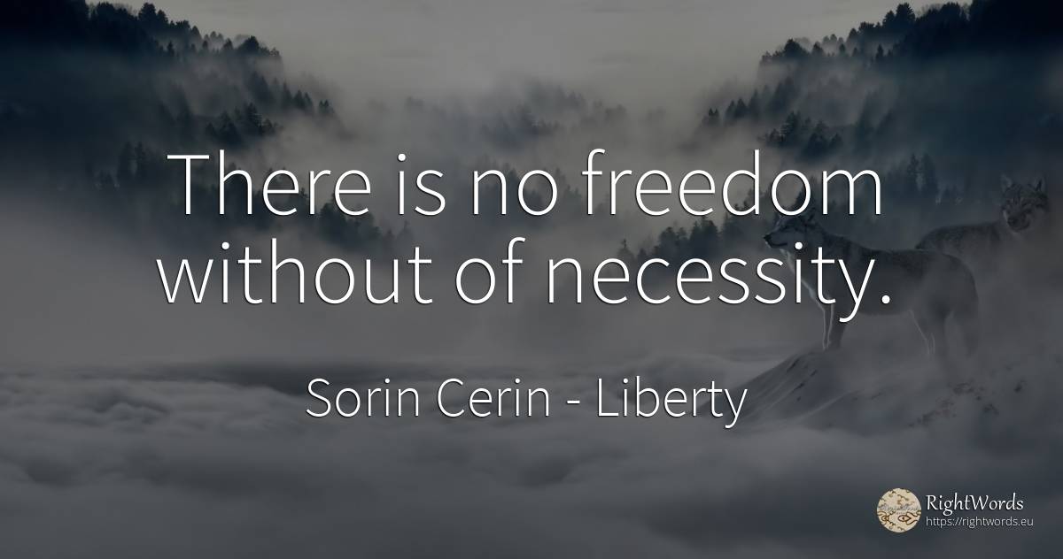 There is no freedom without of necessity. - Sorin Cerin, quote about liberty, paradise