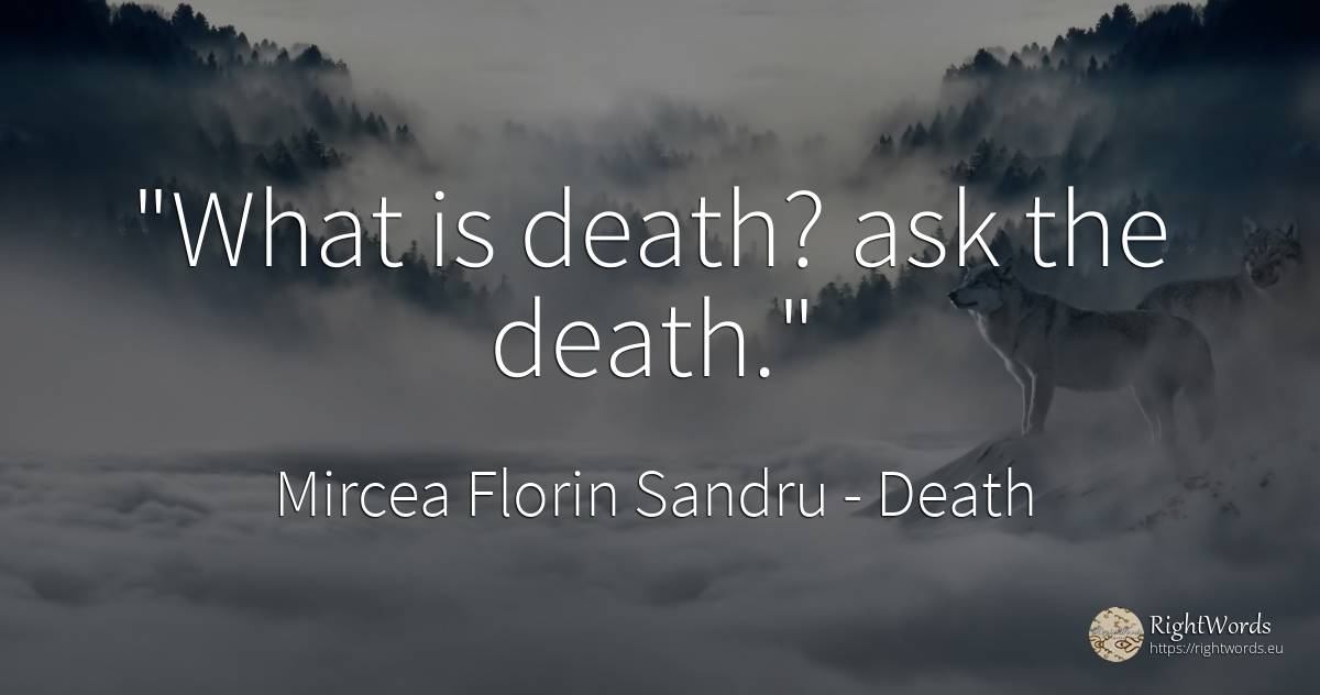 What is death? ask the death. - Mircea Florin Sandru, quote about death