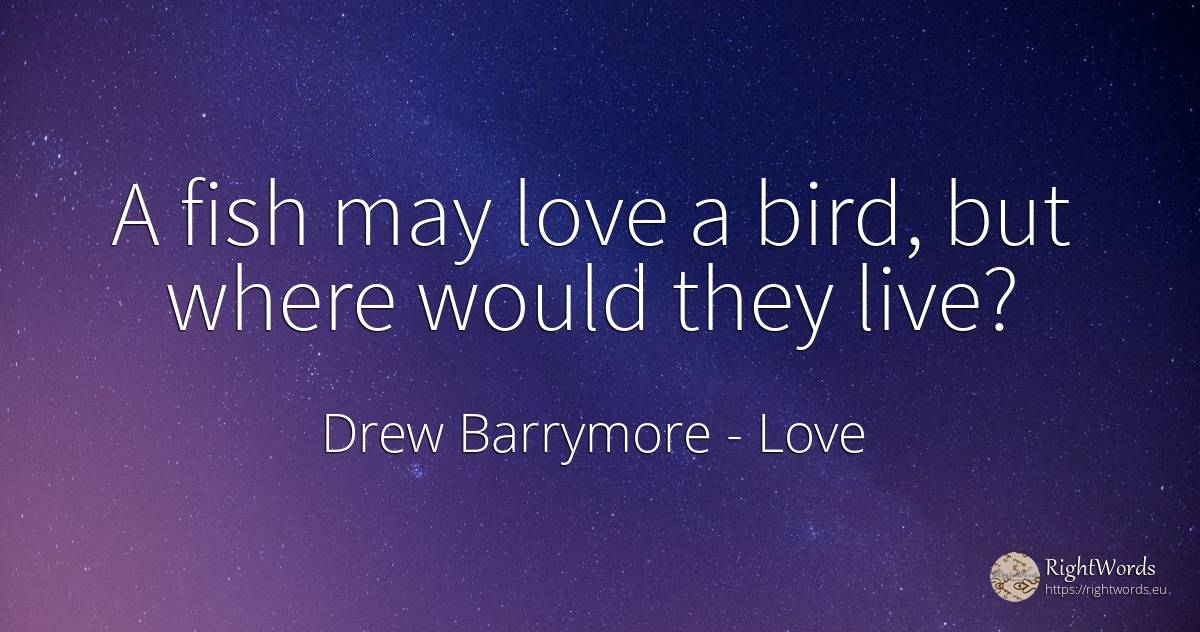 A fish may love a bird, but where would they live? - Drew Barrymore, quote about love