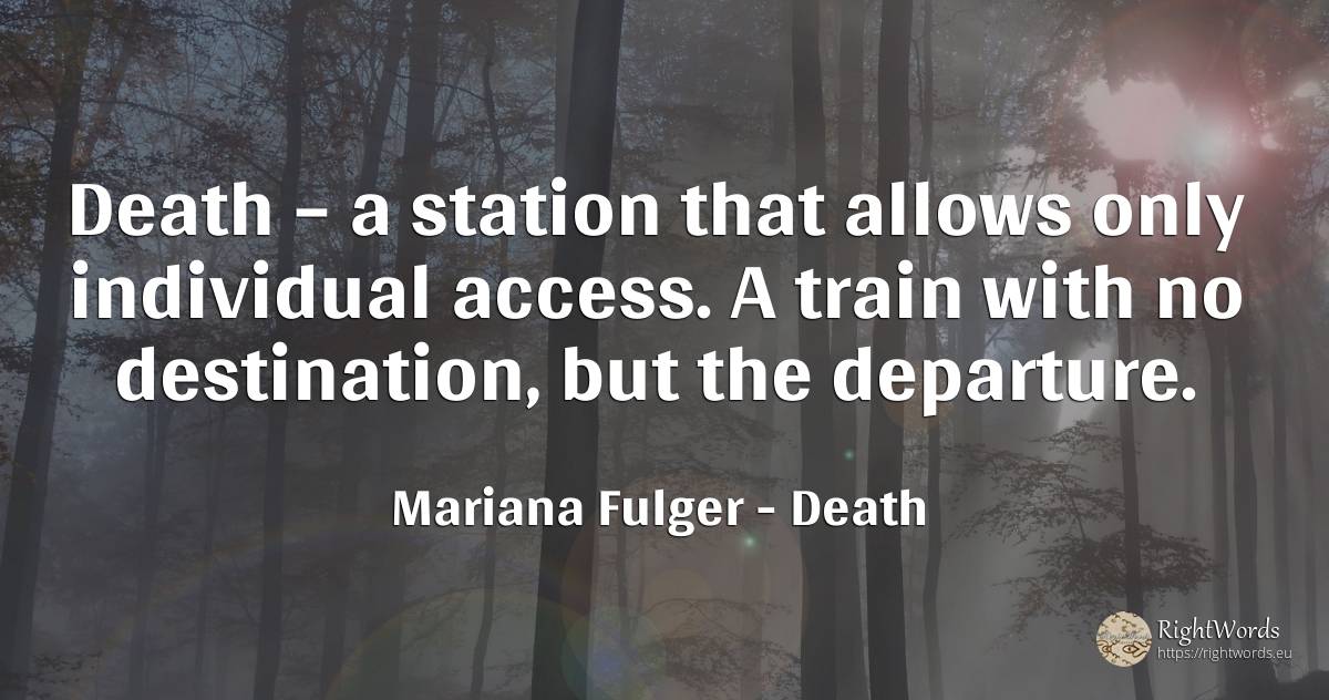 Death – a station that allows only individual access. A... - Mariana Fulger, quote about death, trains