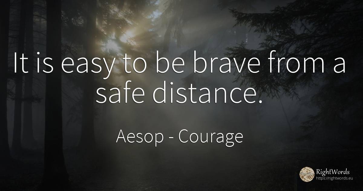 It is easy to be brave from a safe distance. - Aesop (Aesopus), quote about courage