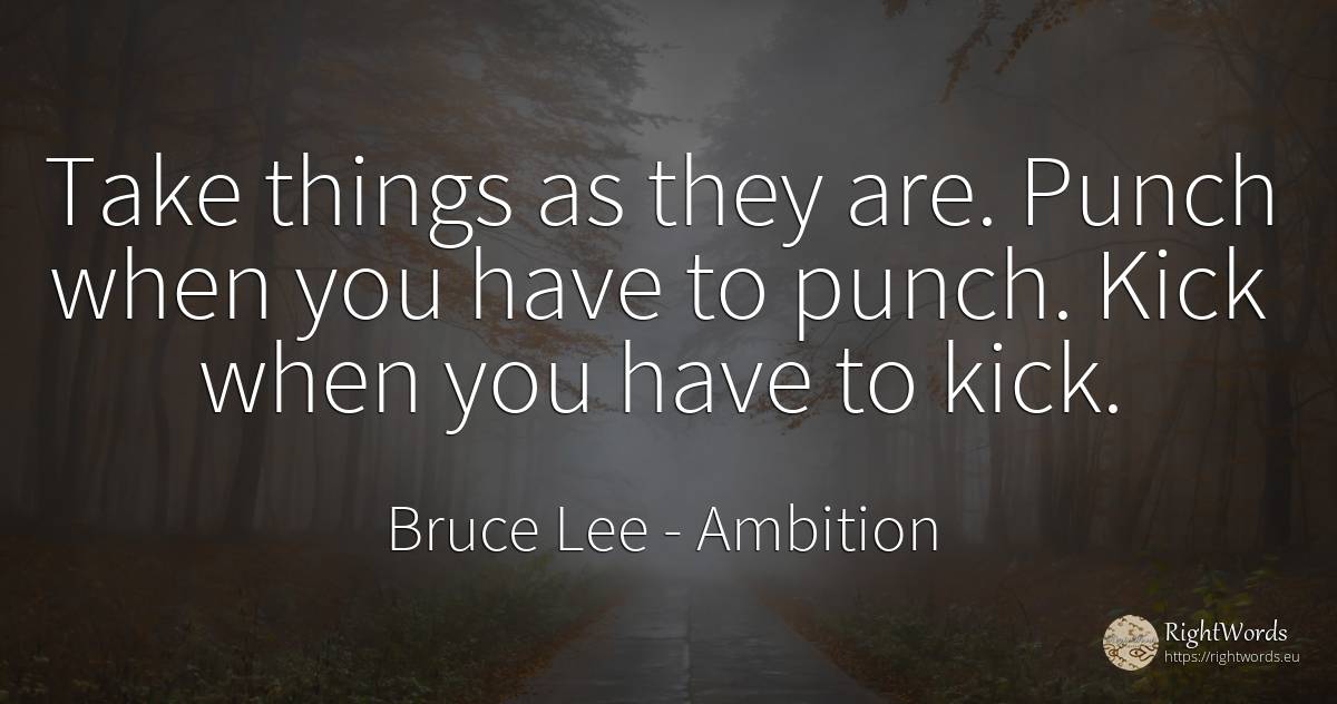 Take things as they are. Punch when you have to punch.... - Bruce Lee, quote about ambition, things