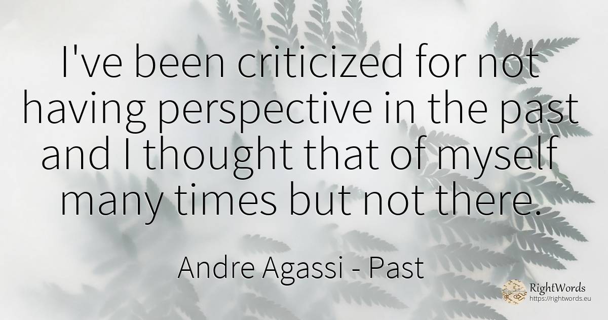 I've been criticized for not having perspective in the... - Andre Agassi, quote about vision, past, thinking