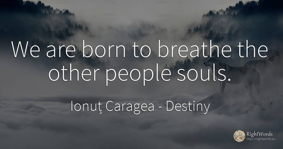 We are born to breathe the other people souls. - Ionuț Caragea (Snowdon King), quote about destiny, people