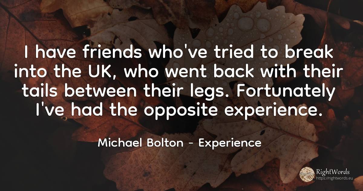 I have friends who've tried to break into the UK, who... - Michael Bolton, quote about experience