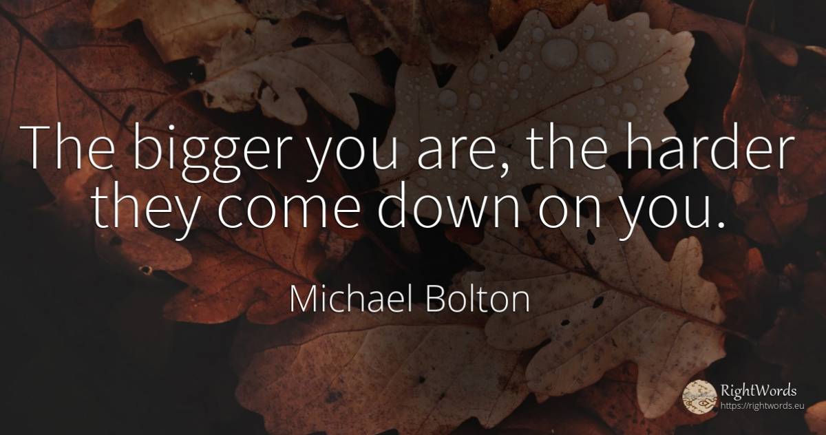 The bigger you are, the harder they come down on you. - Michael Bolton