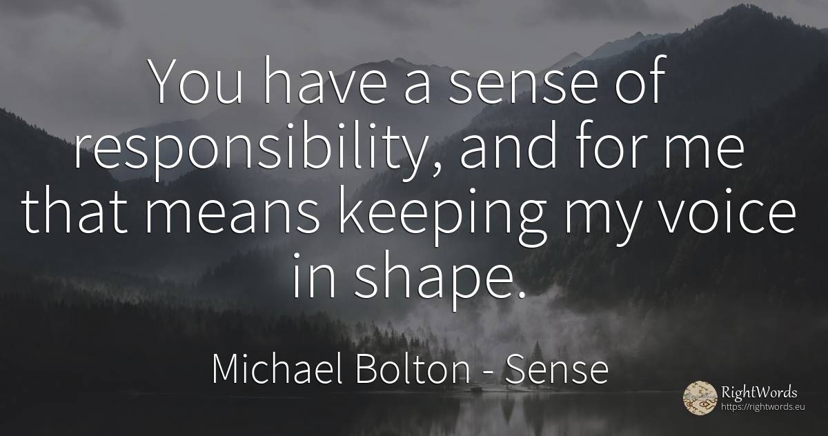 You have a sense of responsibility, and for me that means... - Michael Bolton, quote about voice, common sense, sense