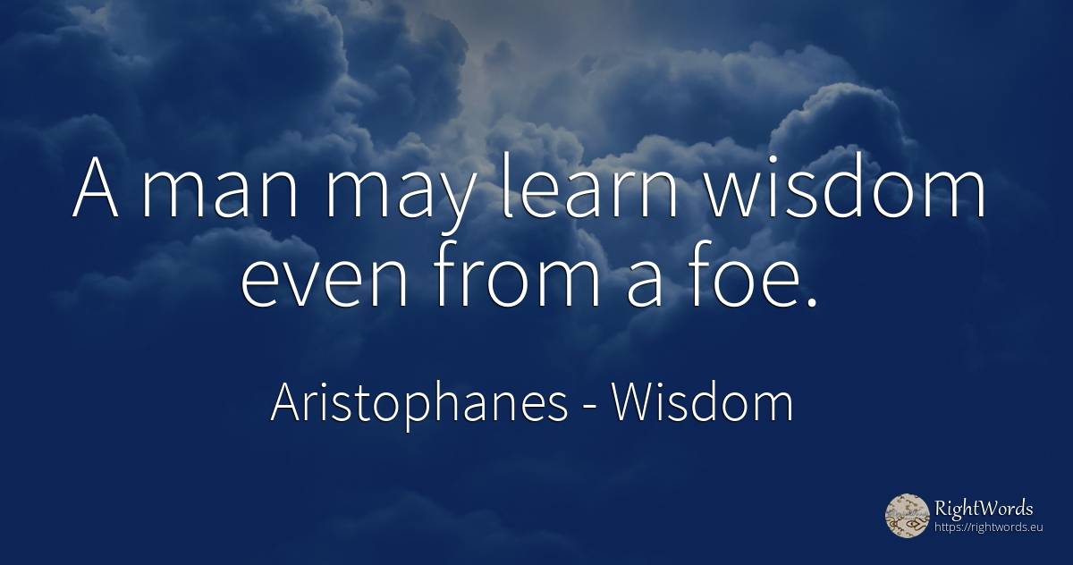 A man may learn wisdom even from a foe. - Aristophanes, quote about wisdom, man