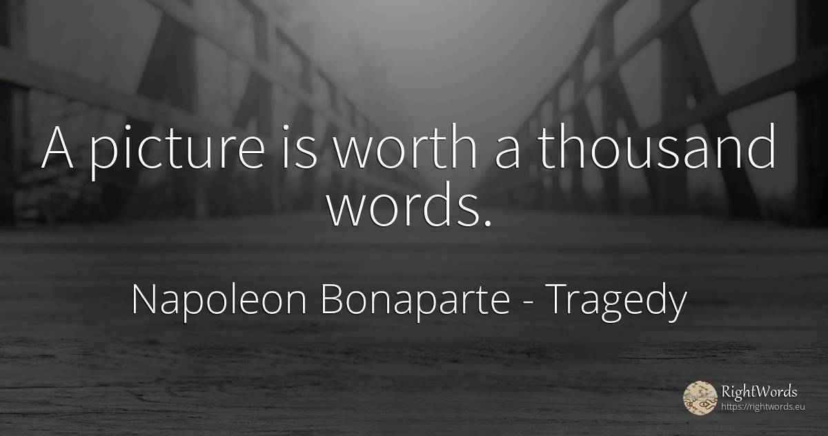 A picture is worth a thousand words. - Napoleon Bonaparte, quote about tragedy