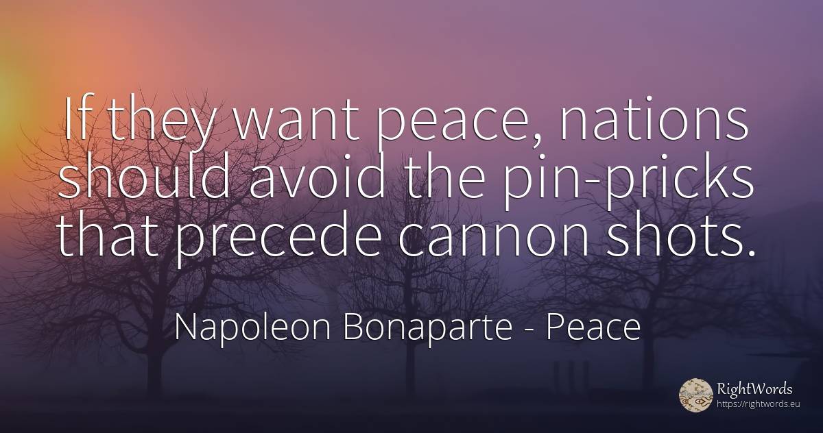 If they want peace, nations should avoid the pin-pricks... - Napoleon Bonaparte, quote about nation, peace