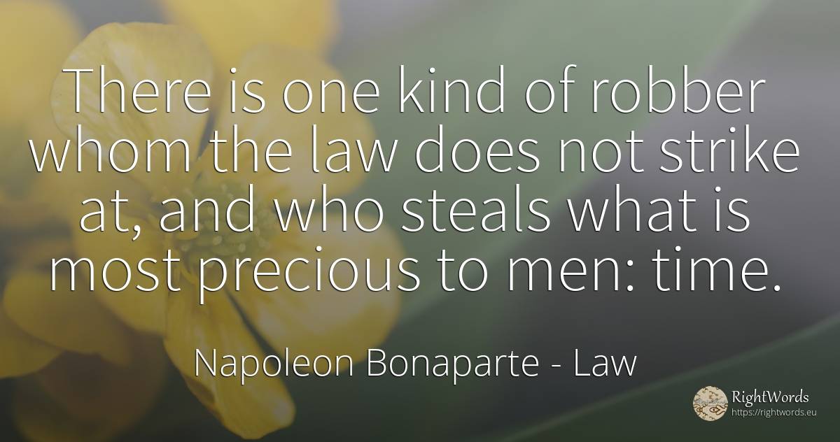 There is one kind of robber whom the law does not strike... - Napoleon Bonaparte, quote about time, eternity, criminals, law, man