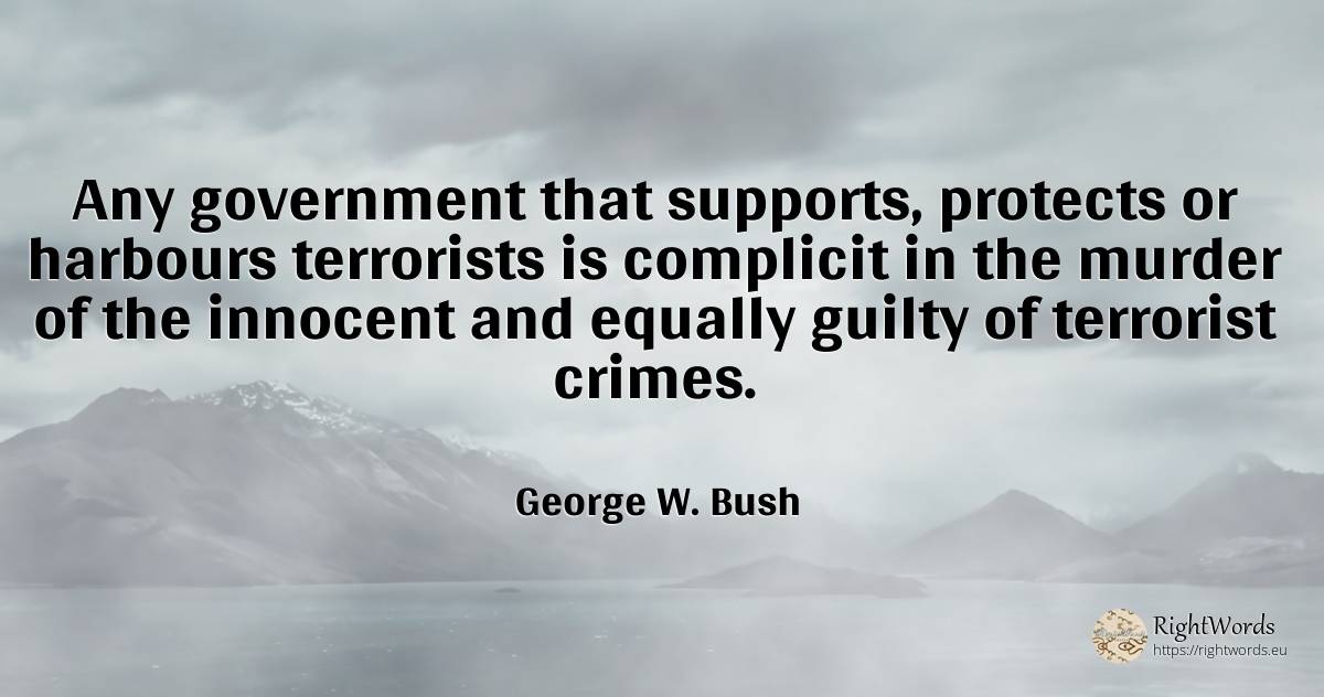 Any government that supports, protects or harbours... - George W. Bush, quote about criminals