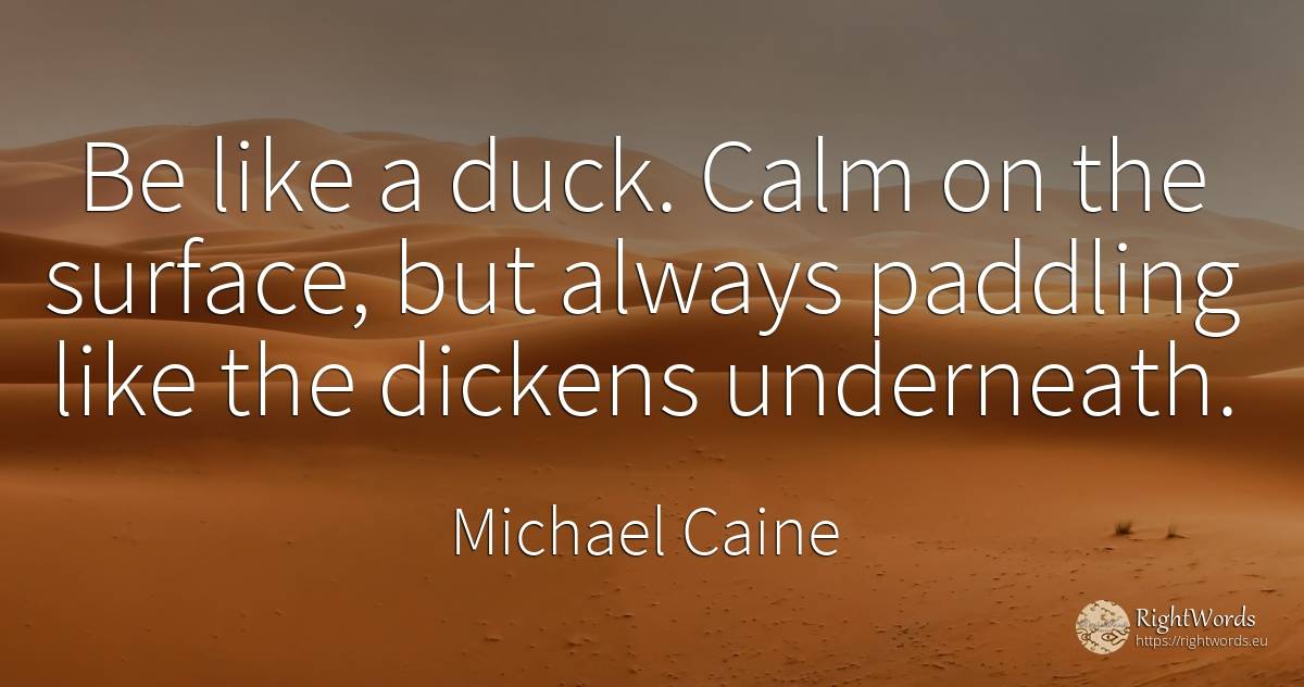 Be like a duck. Calm on the surface, but always paddling... - Michael Caine