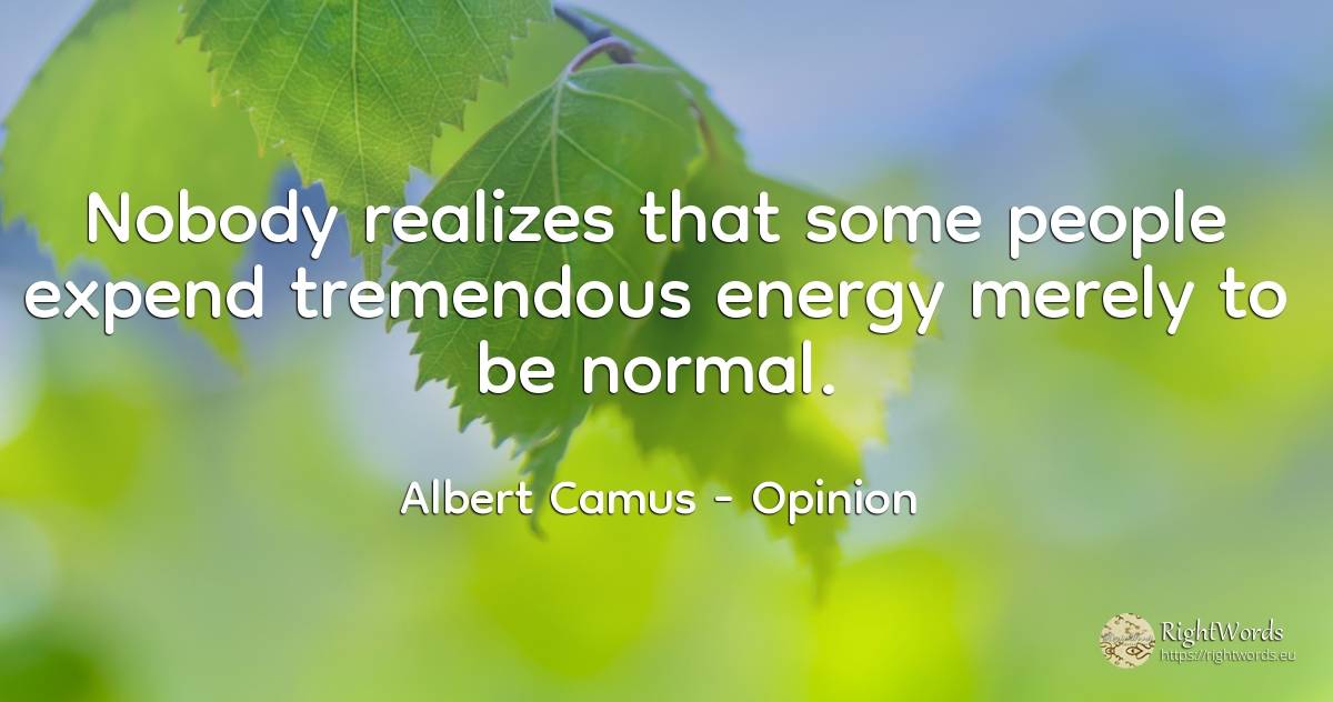 Nobody realizes that some people expend tremendous energy... - Albert Camus, quote about opinion, people