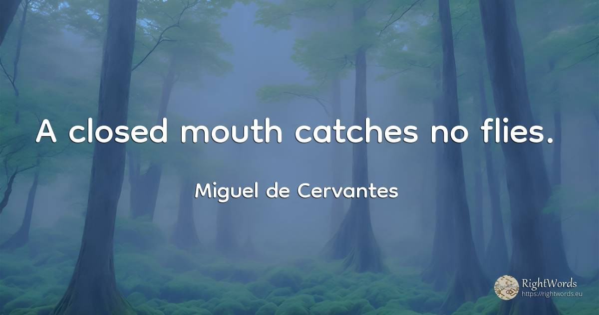 A closed mouth catches no flies. - Miguel de Cervantes
