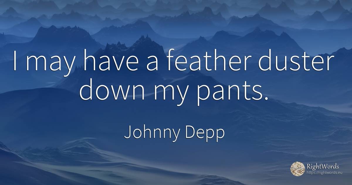I may have a feather duster down my pants. - Johnny Depp